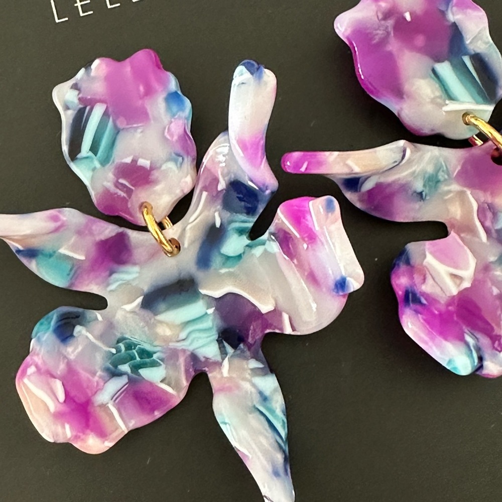 Lele Sadoughi Purple Floral Earrings - Picture 5 of 7